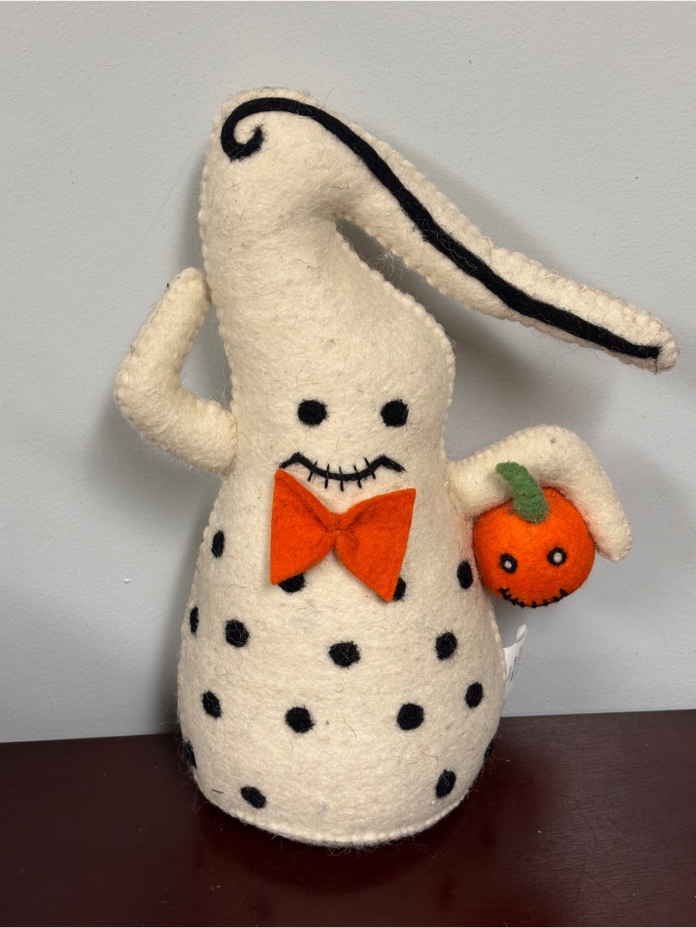 Felted Halloween Goofy Ghost Doorstop